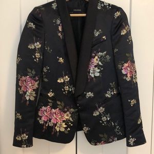 Zara Floral Tuxedo Blazer